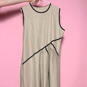 Elegant Beige Sleeveless Dress